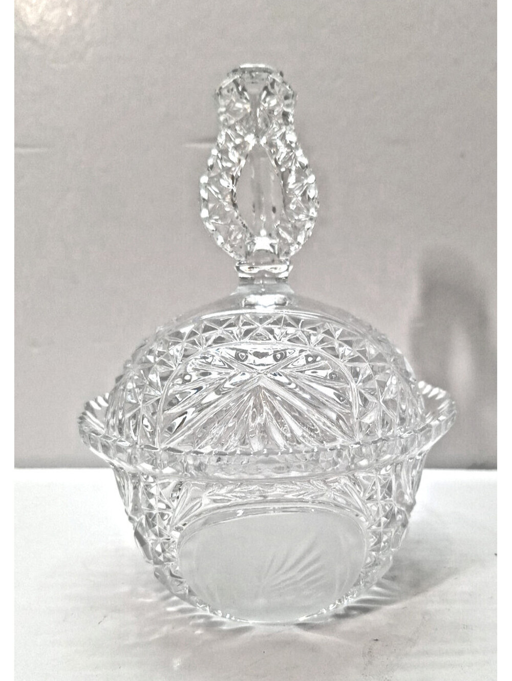 Vintage HOFBAUER Byrdes Frosted SWAN Crystal Candy Dish Lidded West Germany
